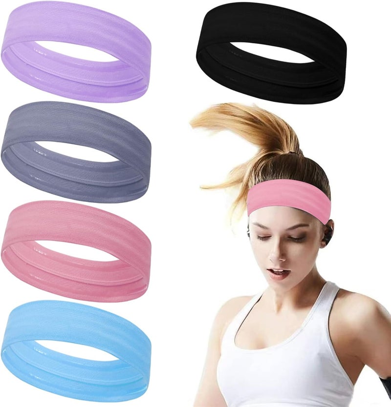 ONEYE Workout Headbands Non Slip Headband Sport Headbands Sweatbands Elastic Sport Hair Bands for Sports Travel Indoor Fitness Gym - Image 1